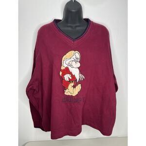 Vintage Disney Classics Grumpy Sweatshirt V-Neck Pullover Snow White Size XL